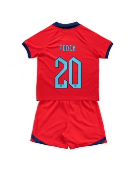 Otroški Nogometna dresi replika Anglija Phil Foden #20 Gostujoči SP 2022 Kratek rokav (+ hlače)
